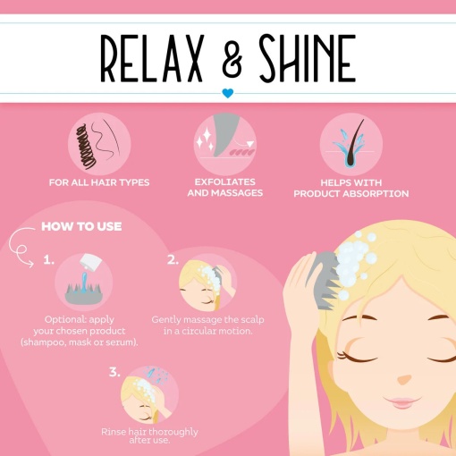 Escova para couro cabeludo e champô LEGAMI Relax & Shine Kitty