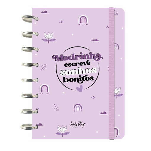 A5 lined notebook with repositionable pages, LOVELY STORY "Godmother, write beautiful dreams"