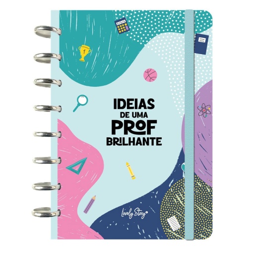 Caderno de folhas reposicionáveis A5 pautado 100 folhas 100g LOVELY STORY "Ideias de uma prof brilhante"