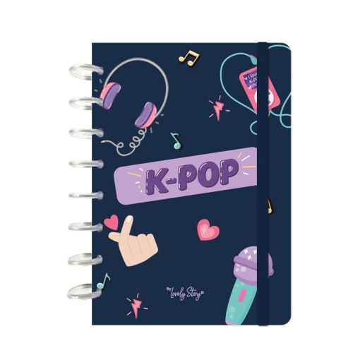 A5 lined notebook with repositionable sheets, 100 sheets, 100gsm, LOVELY STORY K-POP, dark blue.