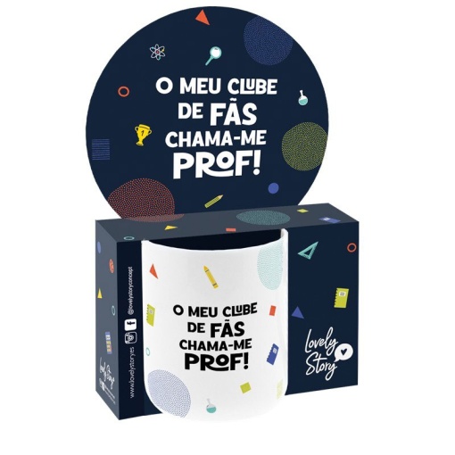 Caneca de cerâmica LOVELY STORY "O meu clube de fãs chama-me prof!" 330ml