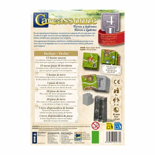 Carcassonne expansão 4: Torres e Ladrões DEVIR (Versão portuguesa)