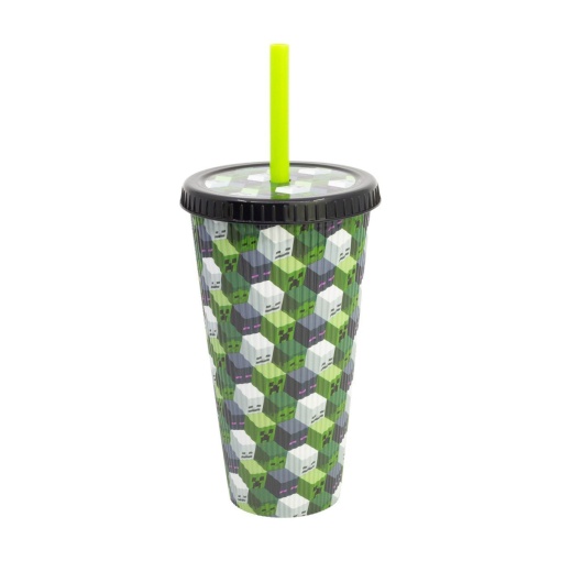 Minecraft Iconicmono Relief Cup with Straw, 790 ml