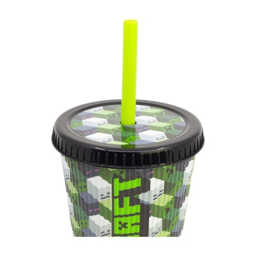 Minecraft Iconicmono Relief Cup with Straw, 790 ml