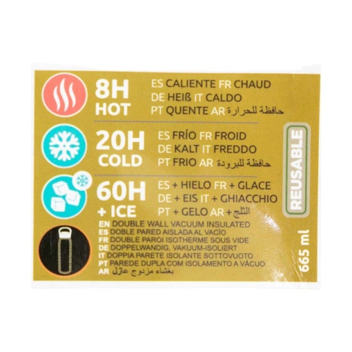 Botella térmica de acero inoxidable Glam MARVEL Golden Treasure 665 ml