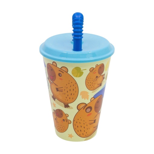 Easy Sport Cup with lid and straw, Capybara design, 430ml.