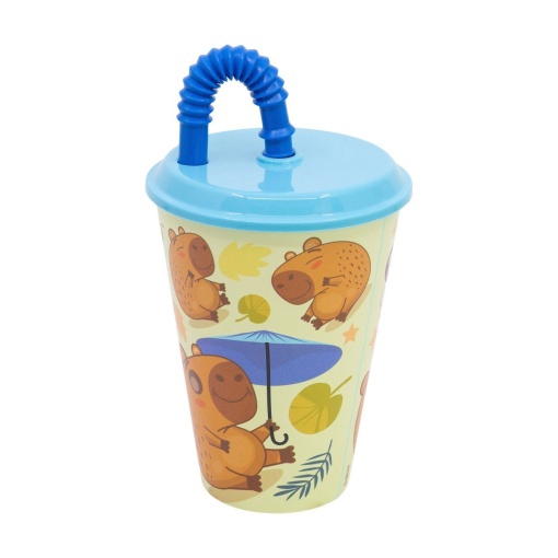 Easy Sport Cup with lid and straw, Capybara design, 430ml.