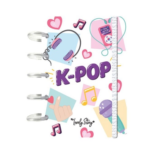 A6 lined notebook with repositionable pages, 100 sheets, 100gsm, LOVELY STORY K-POP Ice