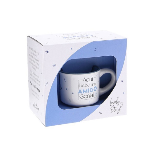 Chávena de café LOVELY STORY "Aqui bebe um amigo genial" 50ml