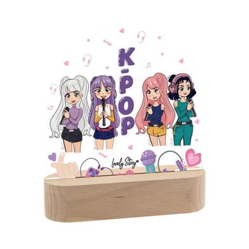 Lamp with a wooden base, LOVELY STORY K-POP Stars