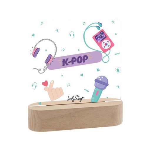 Lamp with a wooden base, LOVELY STORY K-POP Vibes