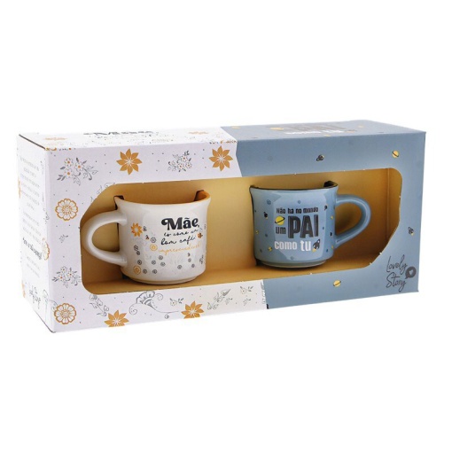 Conjunto de 2 chávenas de café LOVELY STORY "Mãe/Pai"