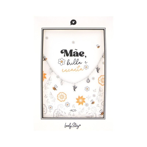 Silver-plated steel necklace LOVELY STORY "Mother, shine and enchant"