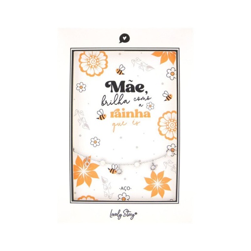 Silver steel bracelet LOVELY STORY "Mom, shine like the queen you are"