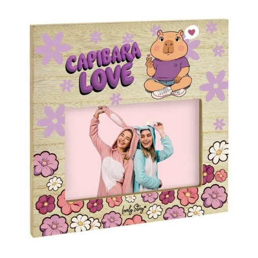 Moldura de madeira LOVELY STORY Capivara "Capibara love"