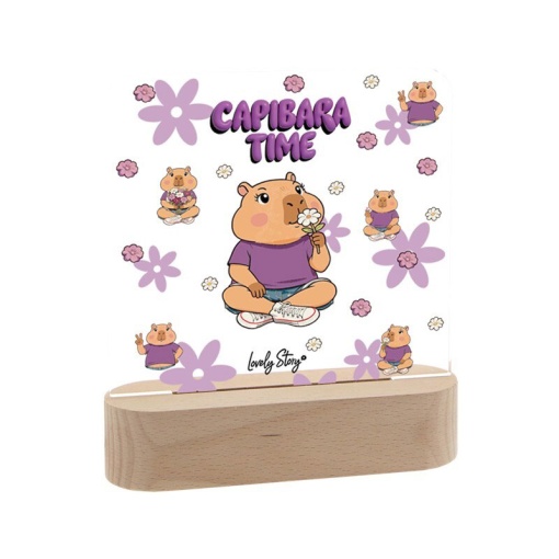 Candeeiro com base de madeira LOVELY STORY Capivara "Capibara time"