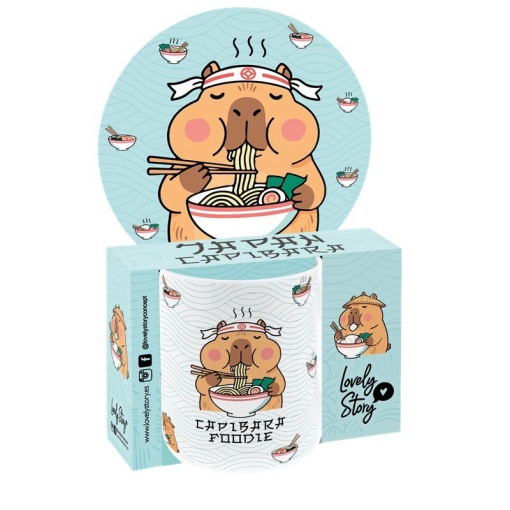 LOVELY STORY Capybara ceramic mug "Capybara foodie" 330 ml