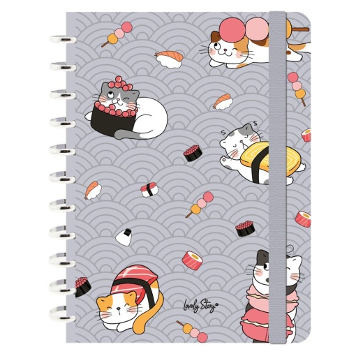 Libreta A4 rayada con hojas reposicionables, 100 hojas, 100 g/m², LOVELY STORY Kitty Roll