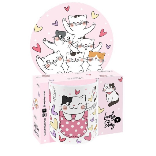 Caneca de cerâmica LOVELY STORY Meow Love 330 ml