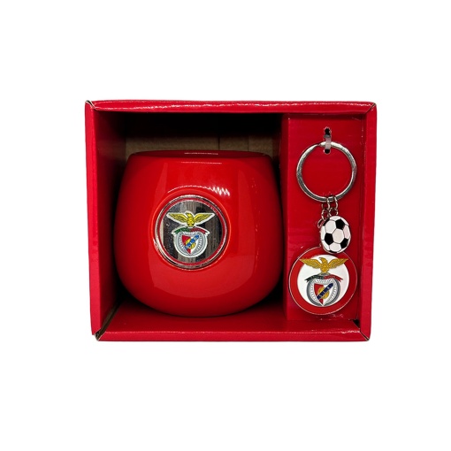 Juego de taza y llavero abovedado del Benfica