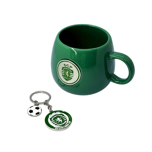 Conjunto Caneca Abaulada + Porta-chaves Sporting