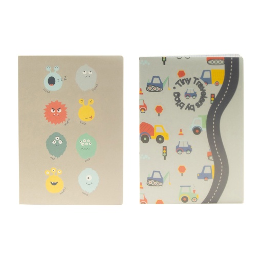 Caderno A5 capa plástica agrafado ANCOR B'Log Play Me pautado 48 folhas 90 g sortido