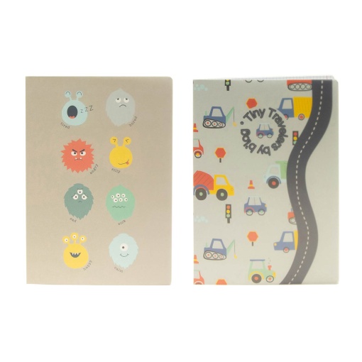 Caderno A5 capa plástica agrafado ANCOR B'Log Play Me quadriculado 48 folhas 90 g sortido