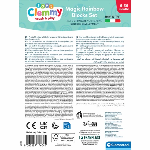 Clementoni Soft Clemmy Magic Rainbow Blocks - 9 units