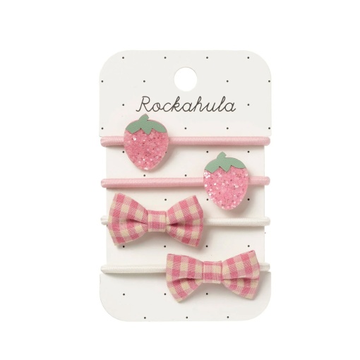 Strawberry hair elastic + Rockahula bow (4 units)