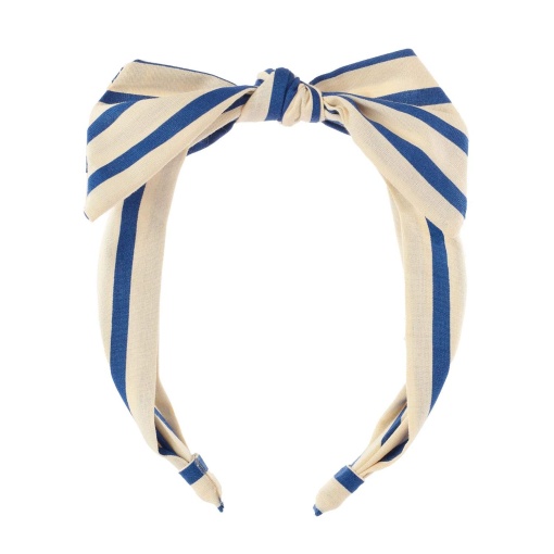 Fabric headband with blue and white striped bow ROCKAHULA