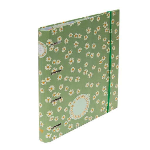 Dossier escolar A4 com recarga pautada + separadores ANCOR B'LOG Flowers lombada estreita 4 argolas