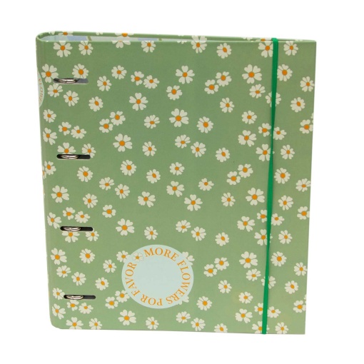 A4 school binder with lined refill + dividers ANCOR B'LOG Flowers narrow spine 4 rings