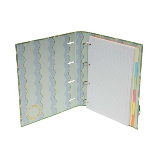 A4 school binder with lined refill + dividers ANCOR B'LOG Flowers narrow spine 4 rings