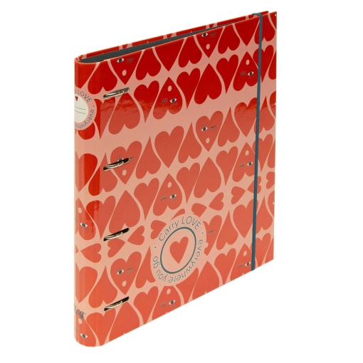 Dossier escolar A4 com recarga pautada + separadores ANCOR B'LOG Hearts lombada estreita 4 argolas