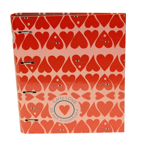 A4 school binder with lined refill + dividers ANCOR B'LOG Hearts narrow spine 4 rings