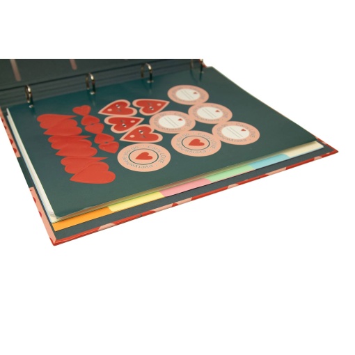 A4 school binder with lined refill + dividers ANCOR B'LOG Hearts narrow spine 4 rings