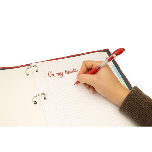 A4 school binder with lined refill + dividers ANCOR B'LOG Hearts narrow spine 4 rings