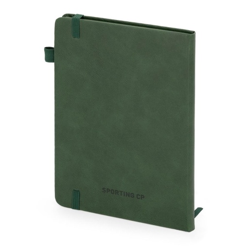 Sporting A5 lined notebook, 80 sheets, green, with elastic closure.