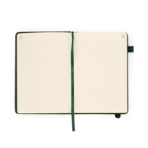 Sporting A5 lined notebook, 80 sheets, green, with elastic closure.