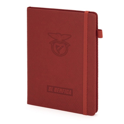 Benfica A5 lined notebook, 80 sheets, red, with elastic closure.