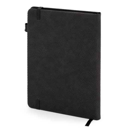 Benfica A5 lined notebook, 80 sheets, black, with elastic closure.