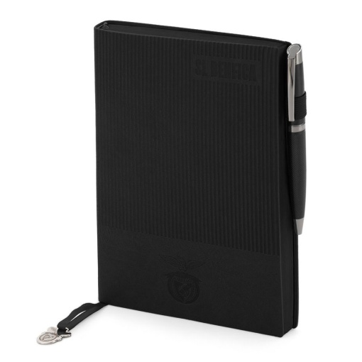 Caderno A5 preto + esferográfica Benfica