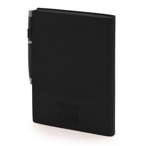 Caderno A5 preto + esferográfica Benfica