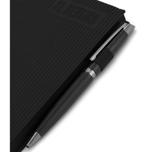 Caderno A5 preto + esferográfica Benfica