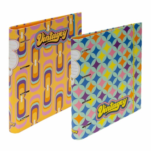 Dossier escolar A4 com recarga pautada + separadores ANCOR VINTAGEY lombada estreita 4 argolas sortido