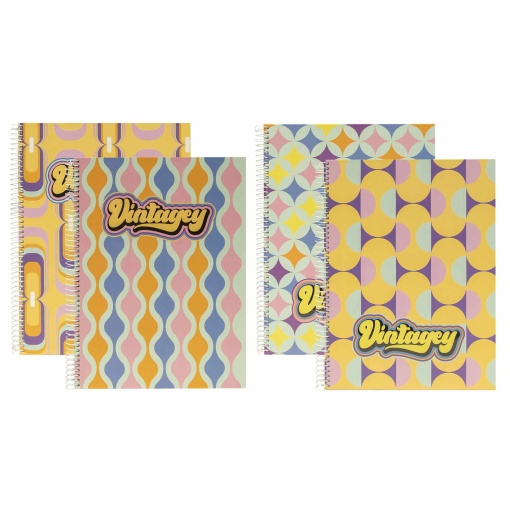Caderno A4 capa dura espiral ANCOR VINTAGEY pautado 80 folhas 90 g sortido