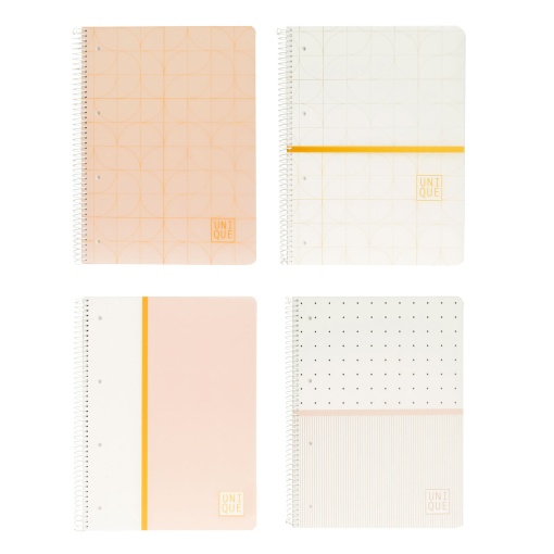 Caderno A5 capa plástica espiral ANCOR Unique quadriculado 120 folhas 90 g sortido