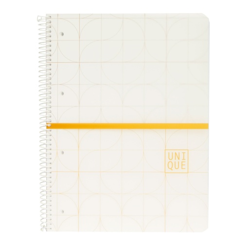 A5 notebook with plastic cover, spiral binding, ANCOR Unique grid pattern, 120 sheets, 90 gsm, assorted paper.