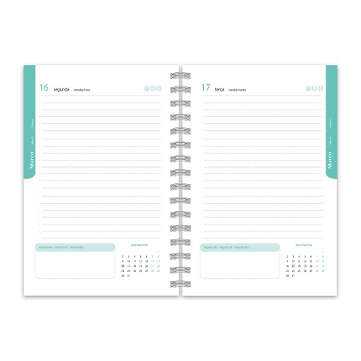 Agenda escolar diaria A6 2026/27 12 meses encuadernación espiral Amber Magic World