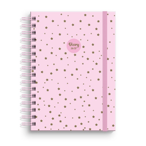 Agenda escolar diaria A5 2026/27, 12 meses, encuadernación en espiral, Hada Mágica Ámbar